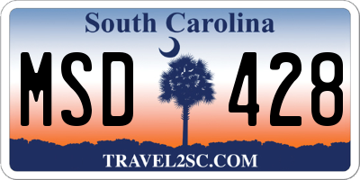 SC license plate MSD428