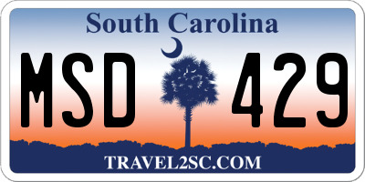 SC license plate MSD429