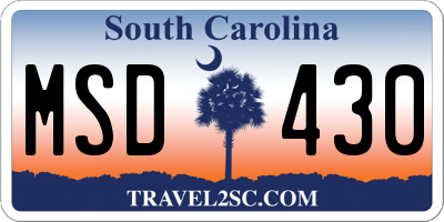 SC license plate MSD430
