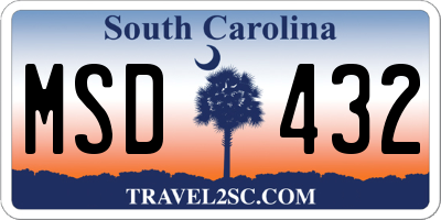 SC license plate MSD432