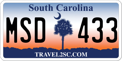 SC license plate MSD433