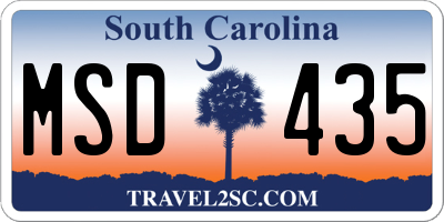 SC license plate MSD435