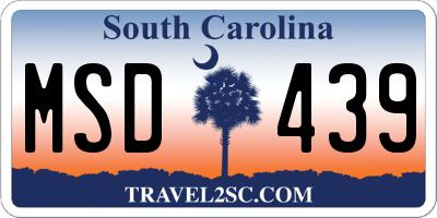 SC license plate MSD439