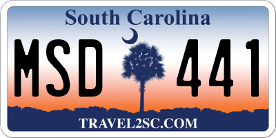 SC license plate MSD441