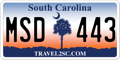 SC license plate MSD443
