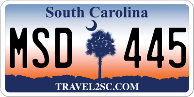 SC license plate MSD445