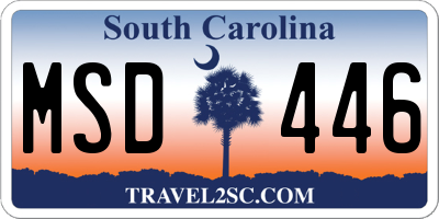 SC license plate MSD446