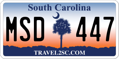 SC license plate MSD447