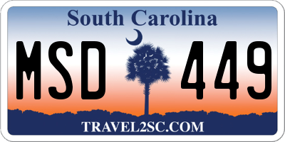 SC license plate MSD449