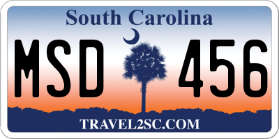 SC license plate MSD456