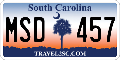 SC license plate MSD457