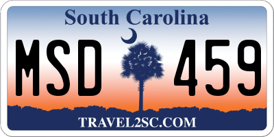 SC license plate MSD459