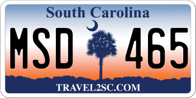 SC license plate MSD465