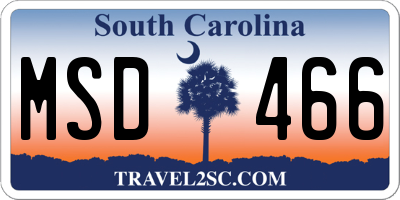 SC license plate MSD466