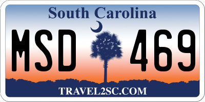 SC license plate MSD469