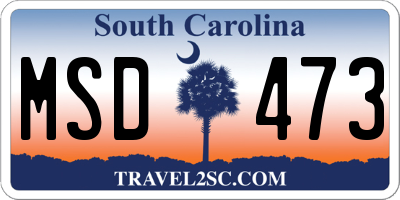 SC license plate MSD473