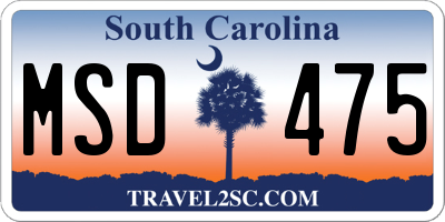 SC license plate MSD475