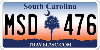 SC license plate MSD476