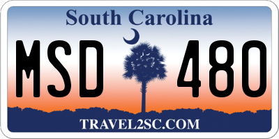 SC license plate MSD480