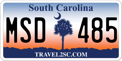 SC license plate MSD485