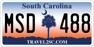 SC license plate MSD488