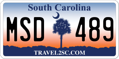 SC license plate MSD489