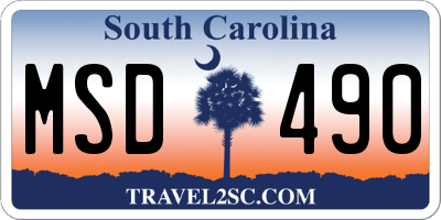 SC license plate MSD490