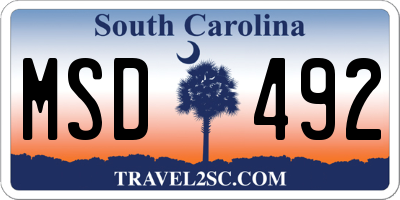 SC license plate MSD492