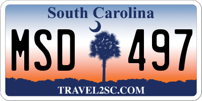 SC license plate MSD497
