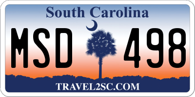 SC license plate MSD498