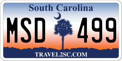 SC license plate MSD499