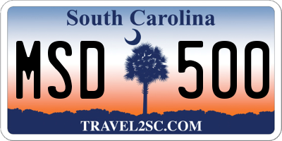 SC license plate MSD500