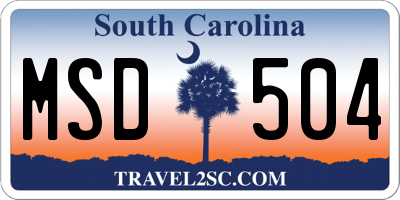 SC license plate MSD504