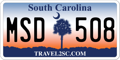 SC license plate MSD508