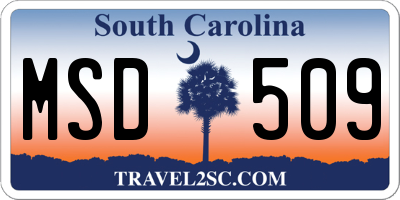 SC license plate MSD509