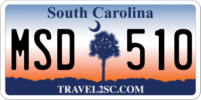 SC license plate MSD510