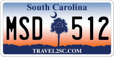 SC license plate MSD512