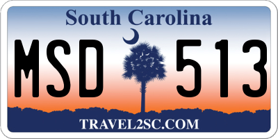 SC license plate MSD513