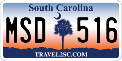 SC license plate MSD516