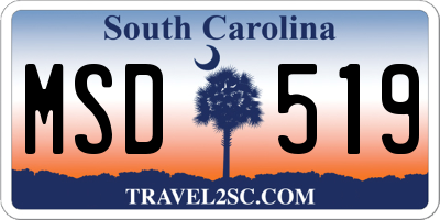 SC license plate MSD519