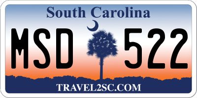 SC license plate MSD522