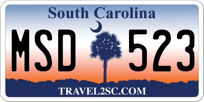SC license plate MSD523