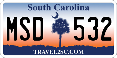 SC license plate MSD532