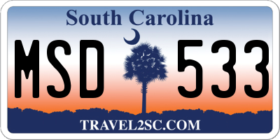 SC license plate MSD533