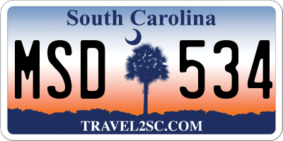 SC license plate MSD534