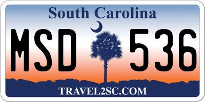 SC license plate MSD536