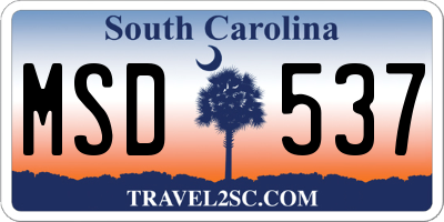 SC license plate MSD537