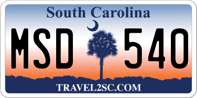SC license plate MSD540