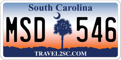 SC license plate MSD546