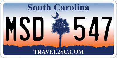 SC license plate MSD547